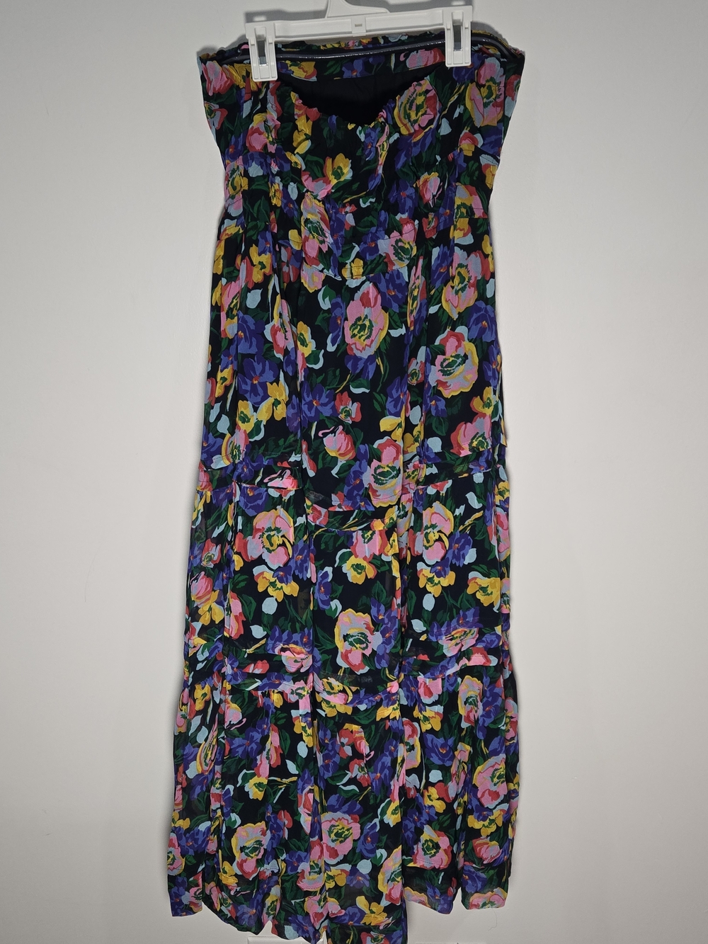 Anthropologie Sz M The Somerset Strapless Maxi Dress Floral Tiered Chiffon - Picture 6 of 9